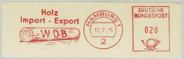 Deutsche Bundespost 1965, Freistempel / EMA / Meterstamp WOB Hamburg, Holz / Bois / Wood, Import, Export - Usines & Industries