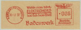 Deutsches Reich 1937, Freistempel / EMA / Meterstamp Badenwerk Karlsruhe, Elektroherd, Kochherd / Cuisinière / Cooker - Usines & Industries