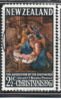 NEW ZEALAND NUOVA ZELANDA1967THE ADORATION OF SHEPHERDS BY POUSSIN CHRISTMAS NATALE NOEL WEIHNACHTEN NAVIDAD 2 1/2p USED - Used Stamps