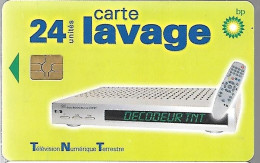 CARTE-PUCE-LAVAGE-BP-24-UNITES-DECODEUR TNT-V° N°140004-TBE - Car Wash Cards