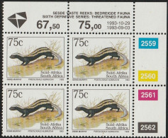 South Africa RSA - 1993 - Sixth 6th Definitive Endangered Fauna - 75c African Striped Weasel - Neufs