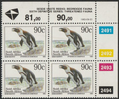 South Africa RSA - 1993 - Sixth 6th Definitive Endangered Fauna - 90c Jackass Penguin - Ungebraucht