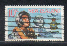 NEW ZEALAND NUOVA ZELANDA 1968 ARMED SERVICES AIRMEN OF TWO ERAS INSIGNE AND PLANE 10p USED USATO OBLITERE' - Gebruikt