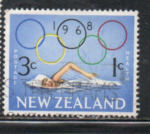 NEW ZEALAND NUOVA ZELANDA 1968 HEALTH OLYMPIC GAMES 3c USED USATO OBLITERE' - Gebraucht