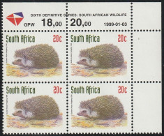 South Africa RSA - 1998 (1997) - Sixth 6th Definitive Redrawn Endangered Fauna - 20c Southern African Hedgehog - Ungebraucht