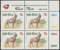 South Africa RSA - 1998 (1997) - Sixth 6th Definitive Redrawn Endangered Fauna - 70c Roan Antelope - Ungebraucht