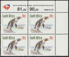 South Africa RSA - 1998 (1997) - Sixth 6th Definitive Redrawn Endangered Fauna - 90c Jackass Penguin - Ungebraucht