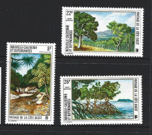 New Caledonia 1974 Landscape Airmail Set Of 3 MNH , 22 Fr Torn Corner Perf - Ongebruikt