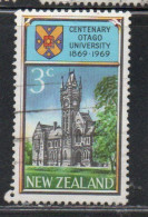 NEW ZEALAND NUOVA ZELANDA 1969 CENTENARY OF THE UNIVERSITY OF OTAGO 3c USED USATO OBLITERE' - Usados