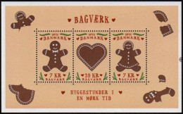 Denmark Danemark Danmark 2015 Christmas Cookies Set Of 3 Stamps In Block Mint - Blocks & Kleinbögen