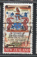 NEW ZEALAND NUOVA ZELANDA 1969 CENTENARY LAW SOCIETY COAT OF ARMS 10c USED USATO OBLITERE' - Usati