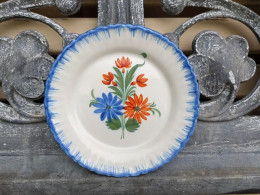 Ancienne Assiette Faïence D'Auvillar Décor Fleurs / 01 - Auvillar (FRA)