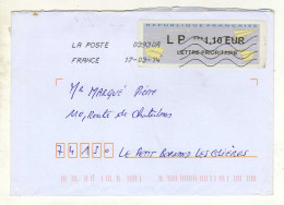 Enveloppe FRANCE Avec Vignette Affranchissement Lettre Prioritaire Oblitération LA POSTE 03930A 17/03/2014 - 2000 Type « Avions En Papier »