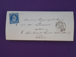 BZ3  FRANCE  BELLE LETTRE  1860 PONTOISE A PARIS  +N°14+AFF. INTERESSANT ++ - 1853-1860 Napoleon III