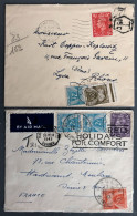 France, Divers TAXES Sur 2 Enveloppes De Grande-Bretagne - (B2546) - 1859-1959 Cartas & Documentos