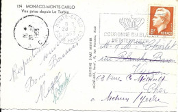 MONACO  -  TIMBRE  N° 422 -   PRINCE RAINIER III    -  1953 - Marcophilie