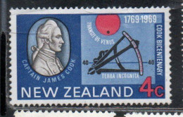 NEW ZEALAND NUOVA ZELANDA 1969 CAPTAIN COOK LANDING TRANSIT OF VENUS AND OCTANT 4c USED USATO OBLITERE' - Oblitérés