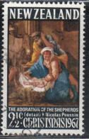 NEW ZEALAND NUOVA ZELANDA1967THE ADORATION OF SHEPHERDS BY POUSSIN CHRISTMAS NATALE NOEL WEIHNACHTEN NAVIDAD 2 1/2p USED - Usados