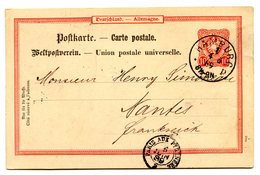 Allemagne - Postmarke D'Hambourg 1889 - Convoyeur Paris Aux Pyrénées - (W1092) - Cartas & Documentos