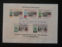 FDC Bloc Dentelé Année Mondiale Du Réfugié Year Of Refugee Republique Dominicaine 1960 - Refugees