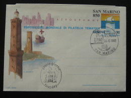 Entier Postal Aerogramme Phare Lighthouse Expo Genova 1992 San Marino (oblitéré FDC Used) - Postal Stationery
