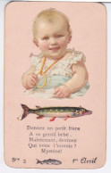 CHROMO - SUR SUPPORT CARTON - 1 ER AVRIL POISSON D'AVRIL - ENFANT BEBE - DONNEZ UN PETIT FRERE - SERIE N°3 - Enfants