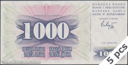 DWN - BOSNIA HERZEGOVINA P.15a - 1000 1.000 Dinara 1992 UNC Various Prefixes DEALERS LOT X 5 - Bosnie-Herzegovine