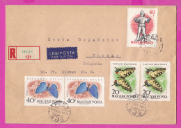 274826 / Hungary Registered Cover Pécs 1959 - 3x40+2x20 F. 24th World Fencing Championships ,  Butterflies To Burgas BG - Brieven En Documenten