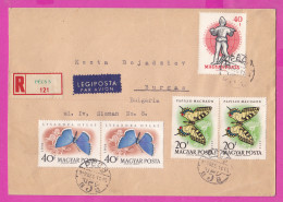 274826 / Hungary Registered Cover Pécs 1959 - 3x40+2x20 F. 24th World Fencing Championships ,  Butterflies To Burgas BG - Cartas & Documentos