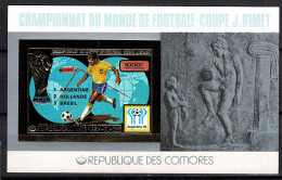 Comoros 1978 Space, Sport World Cup Soccer Argentina '78 Souvenir Overprinted In Black  IMPERF - Comores (1975-...)