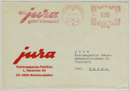 Schweiz / Helvetia 1975, Brief Freistempel / EMA / Meterstamp Henzirohs Niederbuchsiten - Aarau, Jura Haushaltgeräte - Usines & Industries