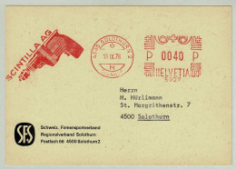 Schweiz / Helvetia 1976, Postkarte Freistempel / EMA Scintilla Solothurn - Aarau, Bohrmaschine Bosch / Drilling Machine - Usines & Industries