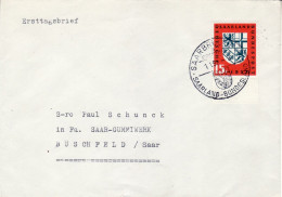 SAAR 1957 FDC  LETTER SENT FROM SAARBRUECKEN TO BUESCHFELD - Lettres & Documents