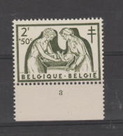 Belgium 1956 Fight Against Tuberculosis 2 Francs Plate 3 MNH ** - ....-1960