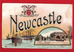 NEWCASTLE    HERALDIC   INSET VIEW   LARGE LETTER   VIGNETTE  Pu 1907 - Newcastle-upon-Tyne