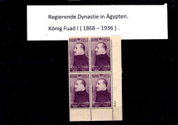 ÄGYPTEN-EGYPTIAN - ÄGYPTOLOGIE - DYNASTIE - REGIERENDE MONARCHIE - KÖNIG FUAD PORTRÄT - Blocks & Kleinbögen