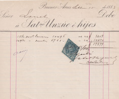 33701# ARGENTINE TIMBRE FISCAL LOSANGE ARGENTINA DOCUMENT BUENOS AIRES 1883 - Lettres & Documents