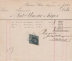 33704# ARGENTINE TIMBRE FISCAL LOSANGE ARGENTINA DOCUMENT BUENOS AIRES 1883 - Lettres & Documents