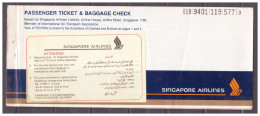 USED PASSENGER AIR TICKET SINGAPORE AIRLINES - Tickets