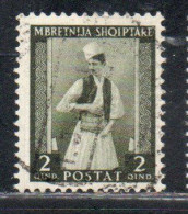 ALBANIA 1939 - 1940 2 Q USATO USED OBLITERE' - Albanien