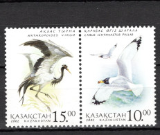 Kazakhstan 2002 MiNr. 392 - 393 Joint Issues Russia Birds Demoiselle Crane, Pallas's Gull 2v MNH ** 1,00  € - Kranichvögel