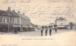 FRANCE - 77 - MONTEREAU - Place Et Avenue De La Gare - Carte Postale Ancienne - Montereau