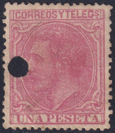 Spain 1879 Sc 249 España Ed 207T Telegraph Punch (taladrado) Cancel - Telegramas