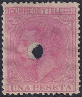 Spain 1879 Sc 249 España Ed 207T Telegraph Punch (taladrado) Cancel - Telegraph