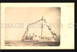 1902 Uk Battleship Military Ship At Montevideo Port 2x Photo Postcard - Sammlungen & Sammellose