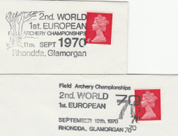 2 Diff  1970 ARCHERY Covers World & European CHAMPIONSHIP GB Sport Stamps Cover - Archery