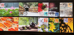 Set Maxi Cards 2023 Mandarin Phonetic Symbols Stamps Hot Spring Lantern Bridge Fireworks Fish Flower Tea - Cartes-maximum