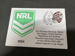 24-8-2023 (3 T 8) Australia - NRL 2024 Season To Begin In Las Vegas (with Manly Sea Eagles Team Stamp) - Cartas & Documentos