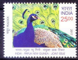 India 2017 MNH Papua New Guinea Jt Issue, Peacock, Birds - Pavoni