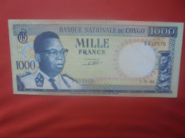 CONGO 1000 FRANCS 1964 Circuler (B.30) - República Democrática Del Congo & Zaire